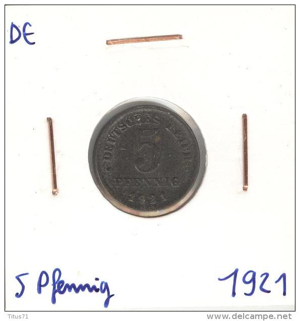 5 Reichspfennig Allemagne / Germany 1921 - 5 Renten- & 5 Reichspfennig