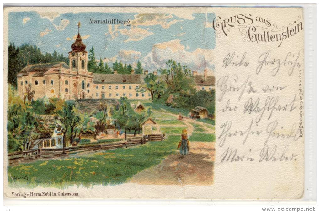 GUTENSTEIN, Gruss Aus GUTTENSTEIN - Mariahilfberg, Litho  Correspondenz-Karte - Gutenstein