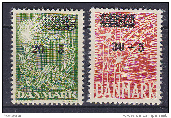 Denmark 1955 Mi. 353-54   Freiheitsfronds  Dänischer Freiheitskampf Resistance Overprinted Complete Set MH* - Nuovi