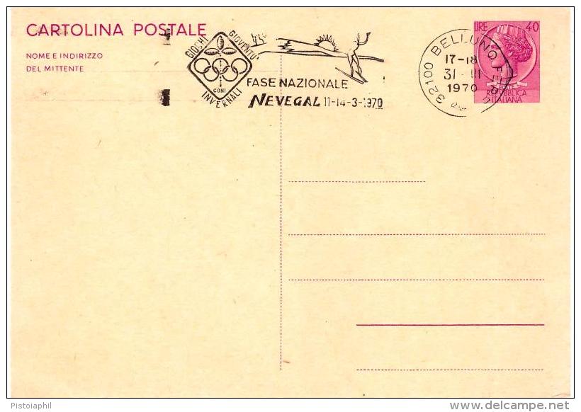 Cartolina Postale 1970 TURRITA L.40; No Viaggiata;AS A Targhetta"Fase Nazioanale Gichi Gioventù Invernali" - Interi Postali