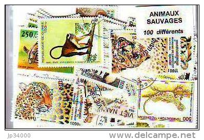 ANIMAUX SAUVAGES Lot De 100 Timbres Tous Differents Neufs Et Oblitérés. Satisfaction Assurée - Autres & Non Classés