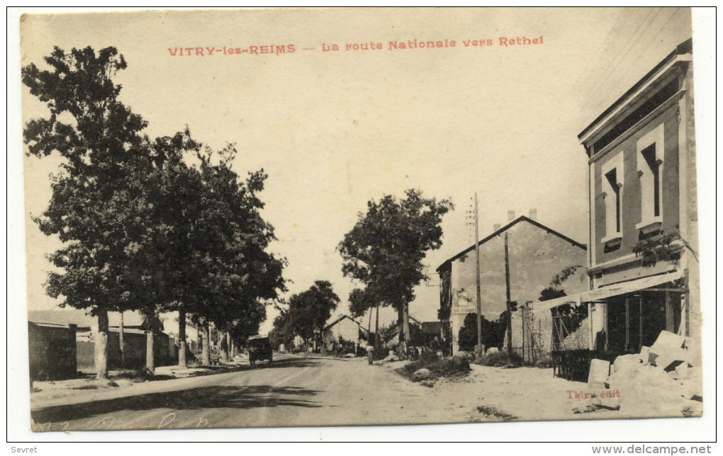 VITRY Les REIMS. - La Route Nationale Vers Rethel. Carte RARE - Sonstige & Ohne Zuordnung