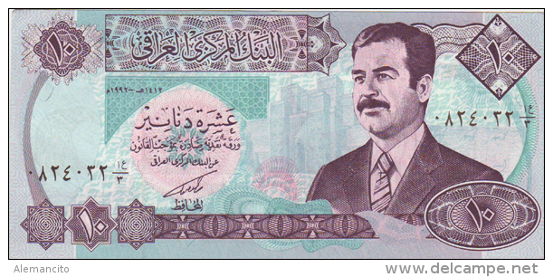 IRAQ  10 DINARS  SADAM HUSSEIN  S/C  -  UNC - Iraq