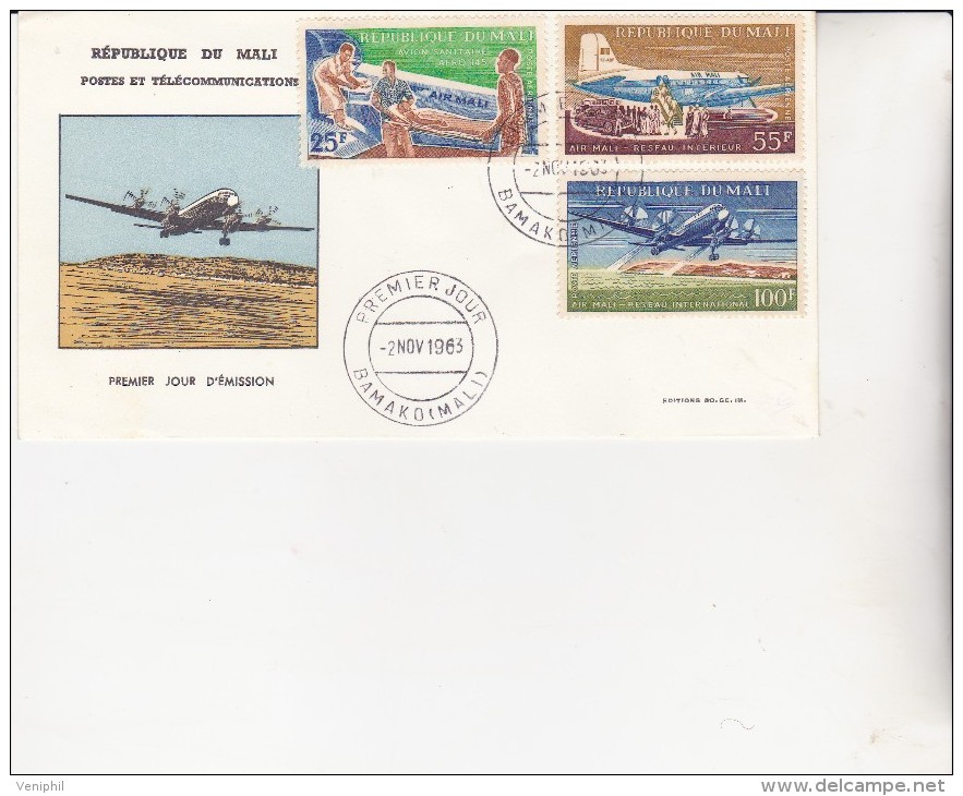 MALI - POSTE AERIENNE LETTRE PREMIER JOUR D'EMISSION - N° 16 A 18 - TTB - Mali (1959-...)