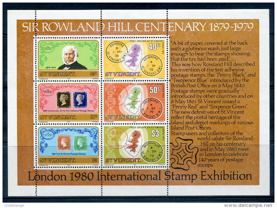 St Vincent 1979 Death Centenary Of Sir Rowland Hill MS MNH - St.Vincent (...-1979)