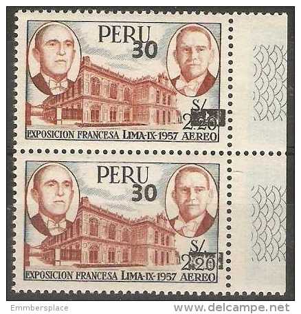 Peru - 1981 Air Surcharges Pair MNH **  SG 1507  Sc C503 - Peru