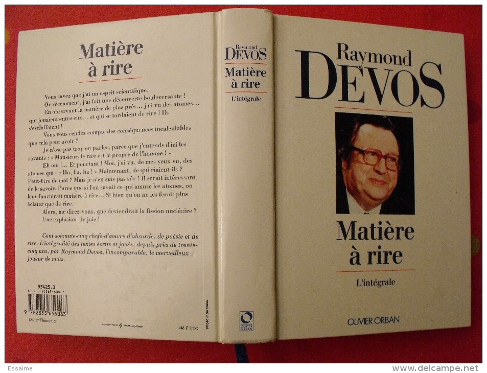 Raymond Devos. Matière à Rire. L'intégrale. Ed. Olivier Orban 1991. 542 Pages - French Authors