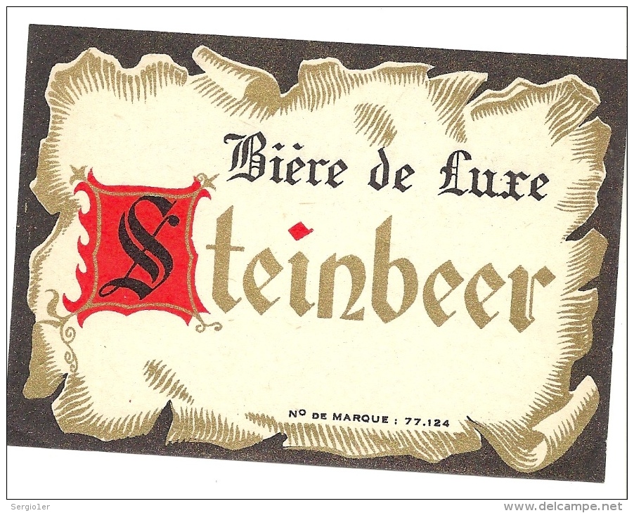 Ancienne étiquette  Bière De Luxe Steinbeer - Bière