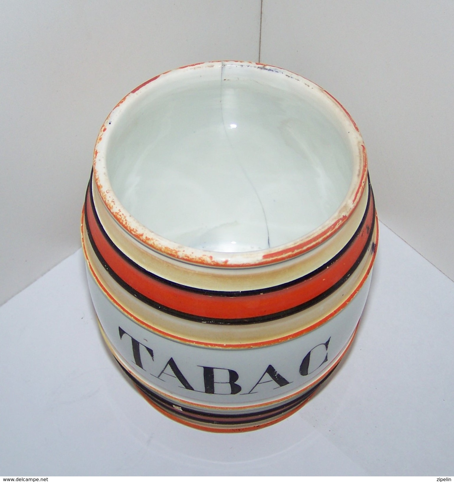 3 Ancien Boite ou Pot, pots à tabac, décor Vieux pêcheur,  gallion et  tonneau  en céramique