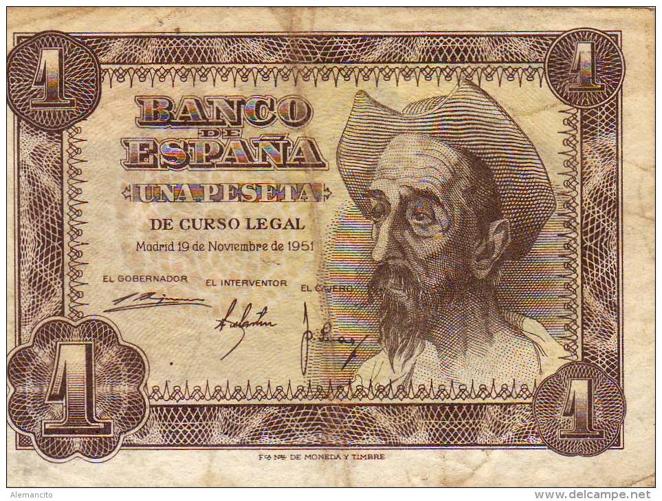 I PESETA 19 Noviembre 1951 Don Quijote - Altri & Non Classificati