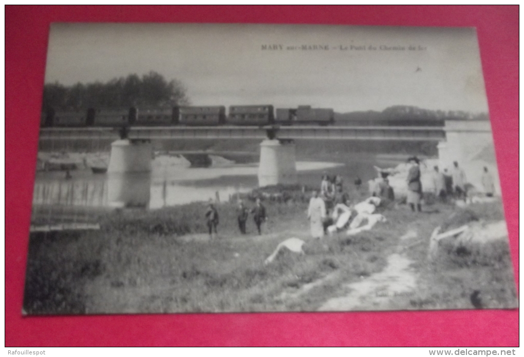 Cp Mary  Sur Marne Le Pont Du Chemin De Fer Anime - Noisiel