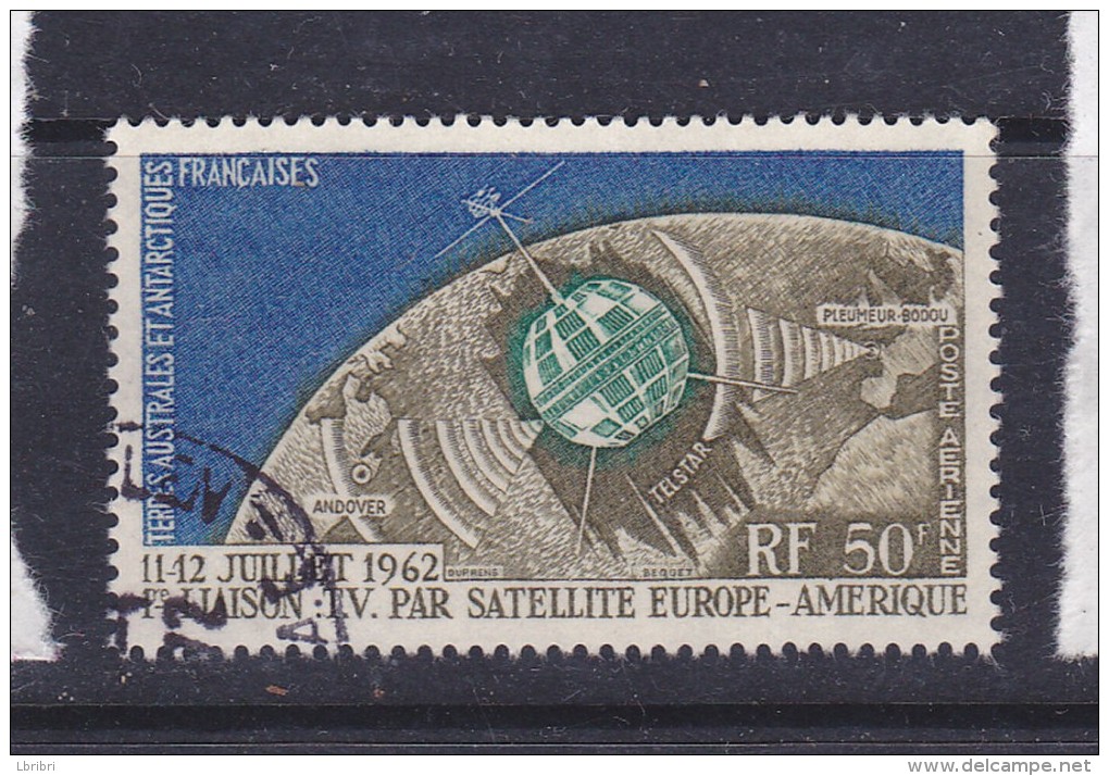 TAAF  PA N° 6  50F BRUN OLIVE OUTREMER ET VERT TELECOMMUNICATIONS SPATIALES OBL - Oblitérés