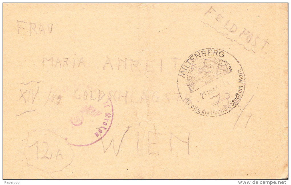 FELDPOST-MILTENBERG 1944 - Lettres & Documents