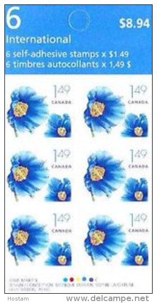 CANADA 2005, # 320,   Pane  2134a,  HIMALAYAN BLUE POPPY. FULL PANE MNH - Pages De Carnets