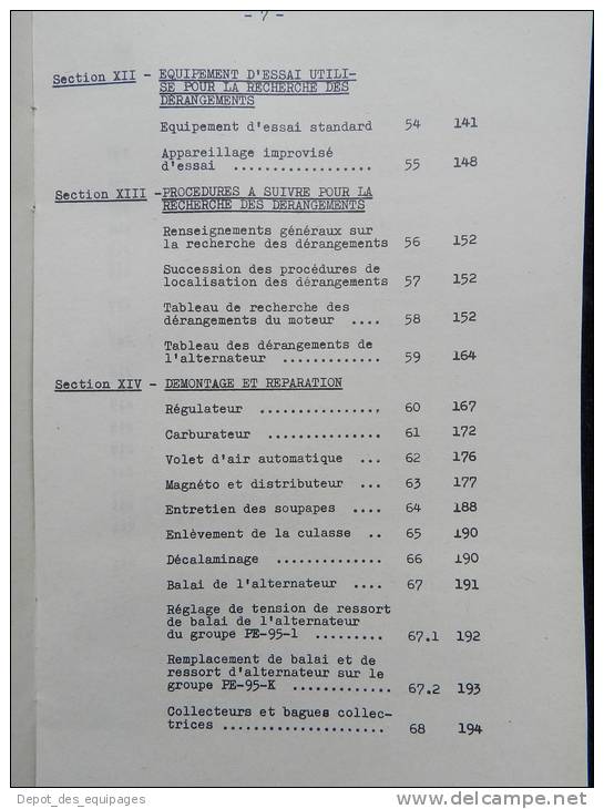 RARE MANUEL GROUPES  ELECTROGENES  PR-95 ... daté 1953