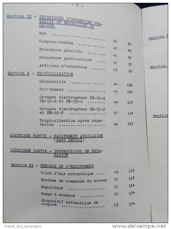 RARE MANUEL GROUPES  ELECTROGENES  PR-95 ... daté 1953