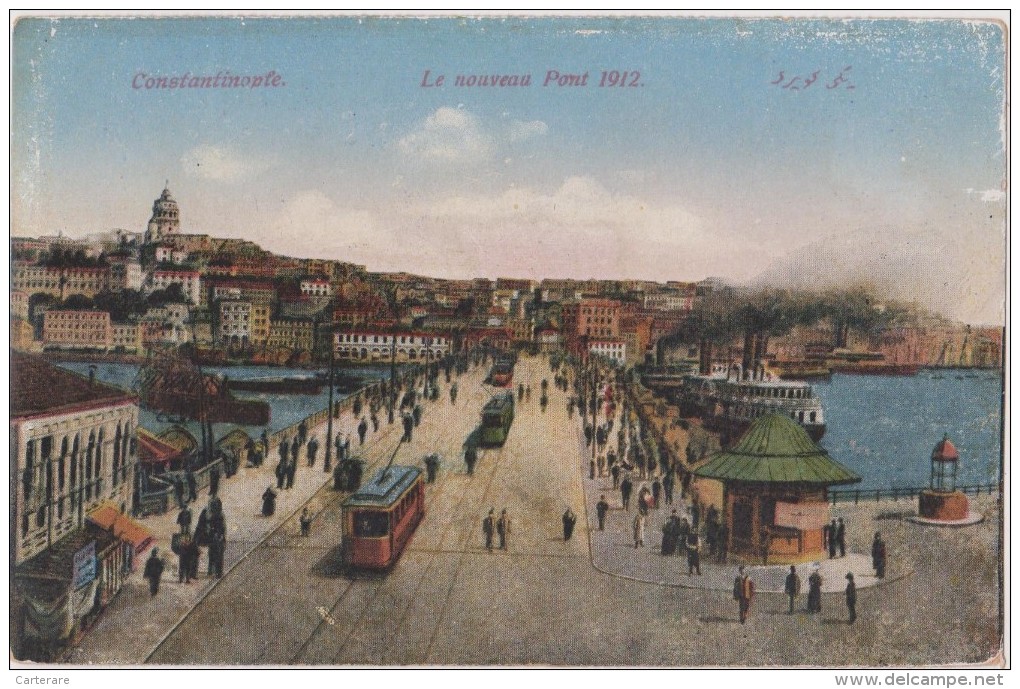 CARTE POSTALE ANCIENNE,old,TURQUIE,TURK EY,TURKISH,TURKIYE,1912,I STANBUL,CONSTANTINOPLE,PO NT,tram,tramway,gare - Turkije