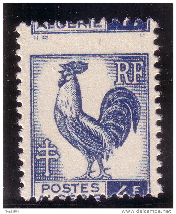 ALGERIE - COQ D´ALGER - N°222 -  VARIETE - PIQUAGE A CHEVAL- NEUF ** (sans Trace). - Neufs