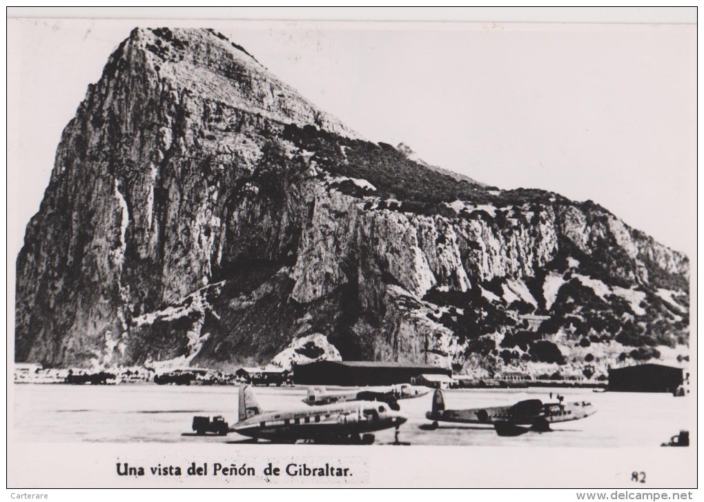 Carte Photo,GIBRALTAR EN 1957,PENON,piste,aéroport ,rocher,pilier D´hercule,territoire Britannique,united Kingdom - Gibraltar