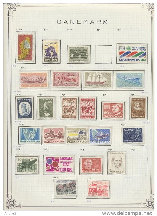 Denmark - Danemark - Danmark  1912 - 1972 Lot de timbres oblit / * / ***, feuilles Y&T non incluses