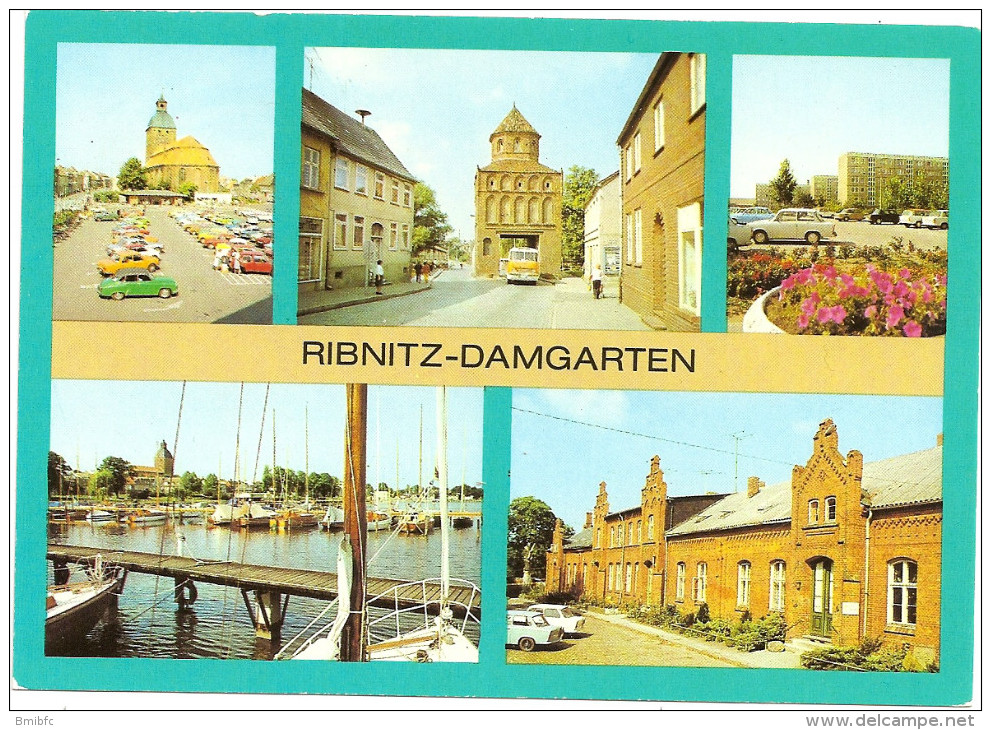 RIBNITZ-DAMGARTEN : Karl-Marx-Platz-Rostocker Tor-Blick Auf Die Rigaer StraBe-Seglerhafen Am Bodden-Bernsteinmuseum - Ribnitz-Damgarten