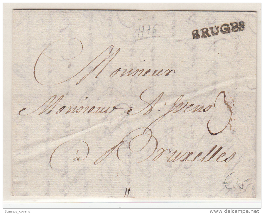 BELGIUM USED COVER 08/04/1776 BRUGES VERS BRUXELLES BELLE GRIFFE BRUGES - 1714-1794 (Paises Bajos Austriacos)