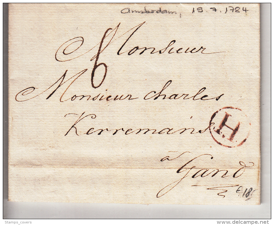 BELGIUM USED COVER 19/07/1784 AMSTERDAM VERS GAND - 1714-1794 (Oostenrijkse Nederlanden)