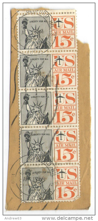 STATI UNITI - UNITED STATES - USA - US - 1959 - Fragment Block Of 5 X 15c Air Mail - 2a. 1941-1960 Usados