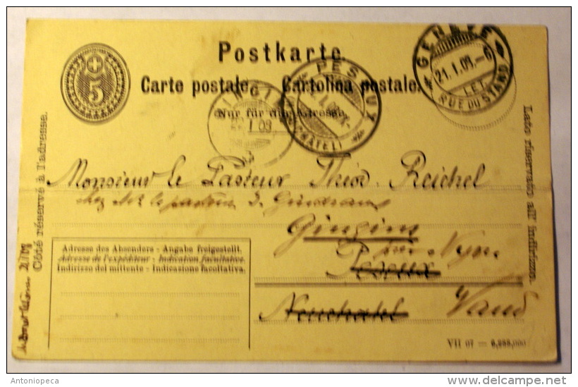 Switzerland H&G # 34, Pse Postal Card, Used, Issued 1905/07 - Storia Postale