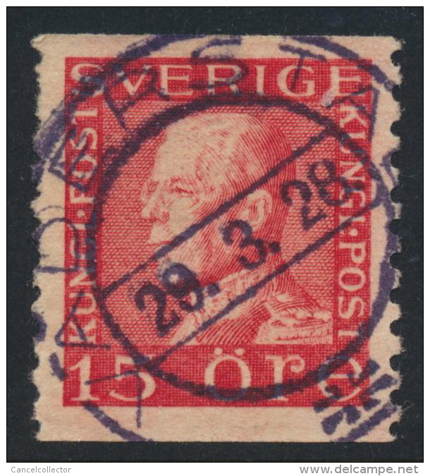 Sweden Suède Sverige: Facit 176A, 15ö Red Gustav V, F-VF Used VÄDERSTAD Prakt Cancel (DCSV00172) - 1920-1936 Francobolli In Bobina I