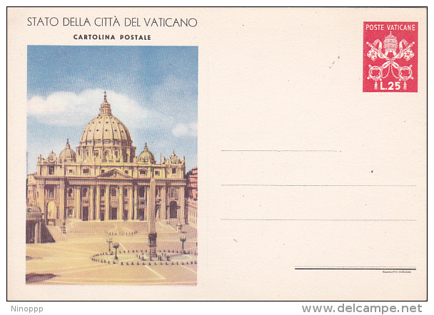 Vatican City 1949 Postal Card Lire 25 Red Basilica  Mint - Gebraucht
