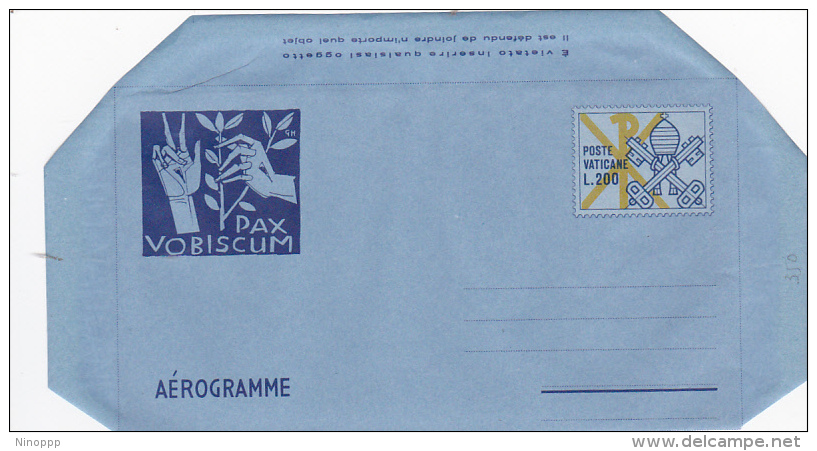 Vatican City 1977 A 14 Keys ,Pax Vobiscum. Unused Aerogramme - Unused Stamps