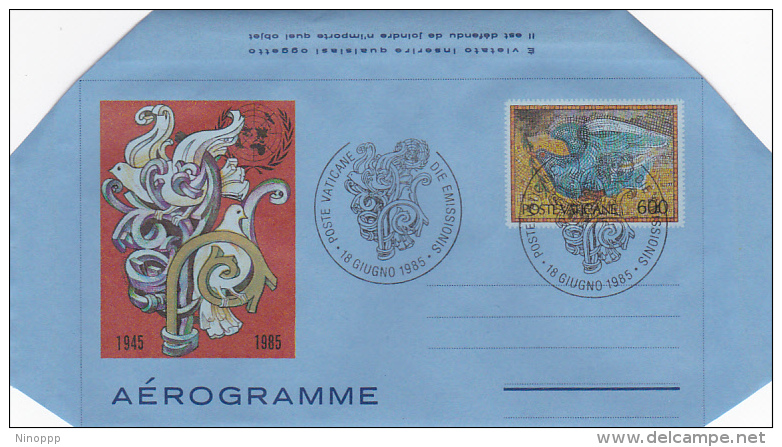 Vatican City 1985 A 23  40th Anniversary Of The United Nations , FDC  Aerogramme - FDC