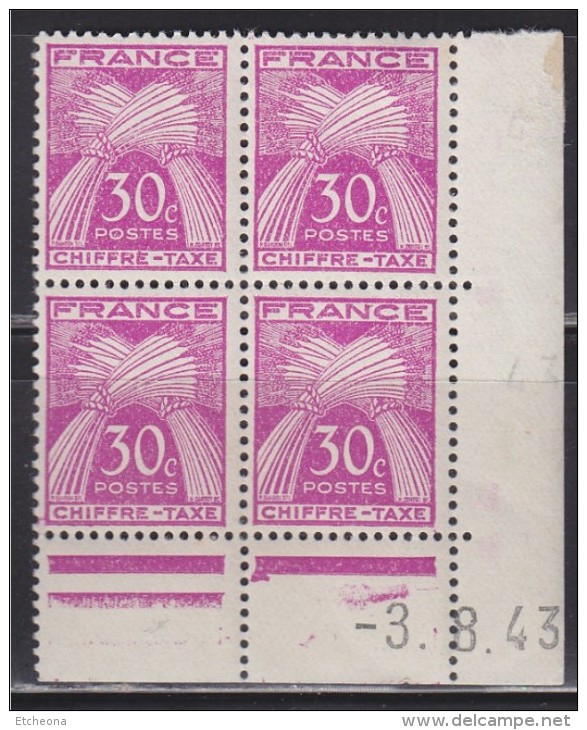 = Taxe N° 68 Gerbe Chiffre Taxe 30 Centimes Neuf Daté -3.8.43 - Postage Due