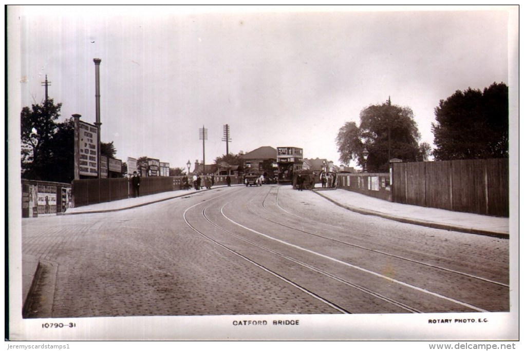 Old Postcard :  "Catford Bridge" Station In Background?  B/W Real Photo, By Rotary Photo Co - London Suburbs
