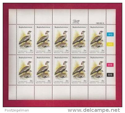 BOPHUTHATSWANA, 1983, MNH Stamp(s) In Full Sheets, Birds Of The Veld, Nrs. 112-115 - Bophuthatswana