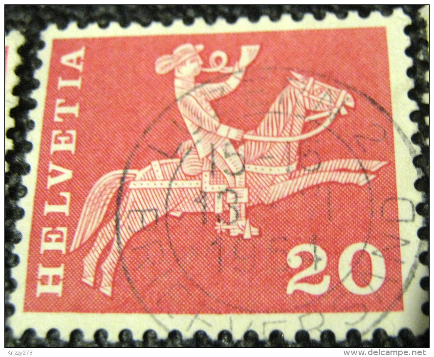 Switzerland 1960 19th Century Mounted Postman 20c - Used - Used Stamps