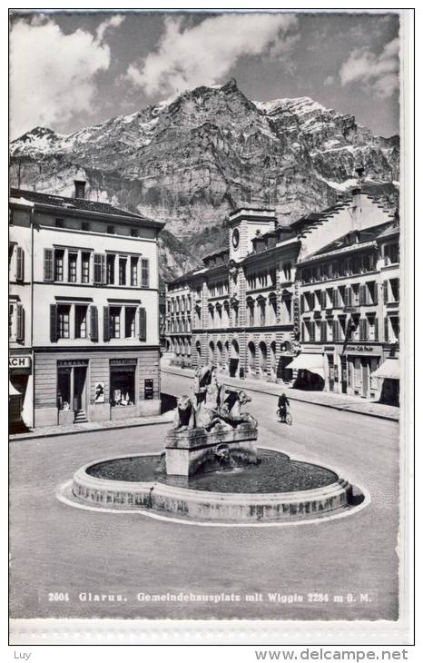 GLARUS - Gemeindehausplatz Mit Wiggis, Schöner Stempel - Glaris Sud