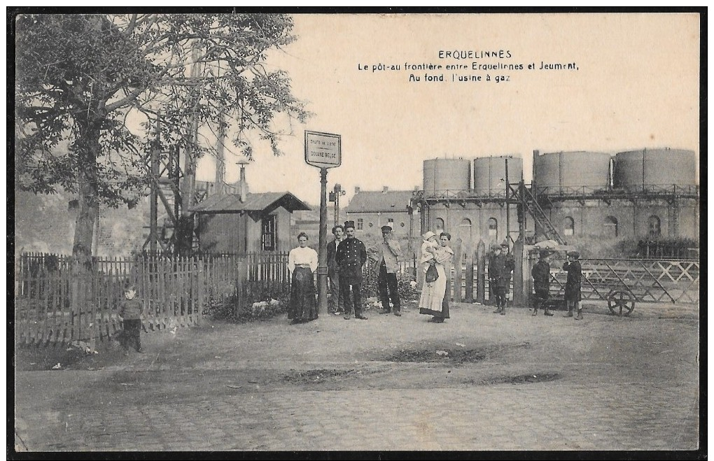 Erquelinnes Le Poteau Au Frontière Entre Erquelinnes Et Jeumont - Usine à Gaz - 1926 - Erquelinnes