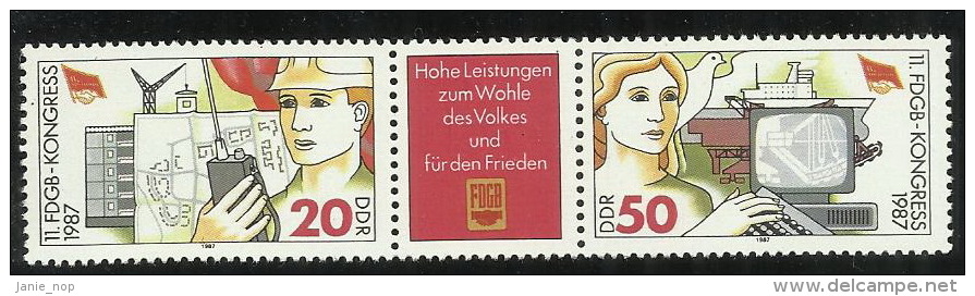 Germany DDR 1987 11th FDGB Congress Set MNH - Autres & Non Classés