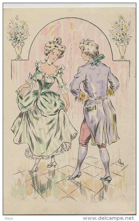 Belle Carte Dessin Illustrée Signée Vitus Danse Le Menuet - Tanz