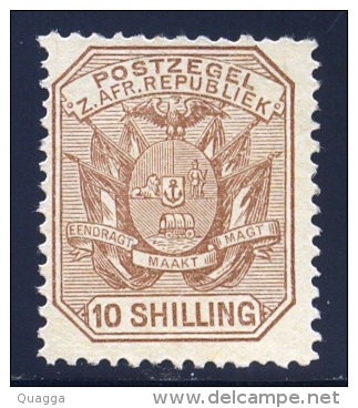 Transvaal 1895. 10sh Pale Chestnut. SACC 218(*), SG 212a(*). - Transvaal (1870-1909)