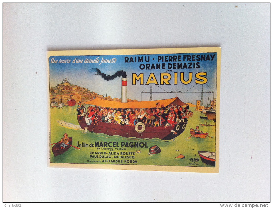 MARIUS AFFICHE UN FILM MARCEL PAGNOL AVEC RAIMU FRESNAY DEMAZIS MARSEILLE VIEUX PORT BATEAU ILLUSTRATEUR DUBOUT - Dubout