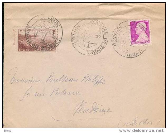 MONACO LETTRE JOURNEE DU TIMBRE 23 JUIN 1946  TB - Storia Postale