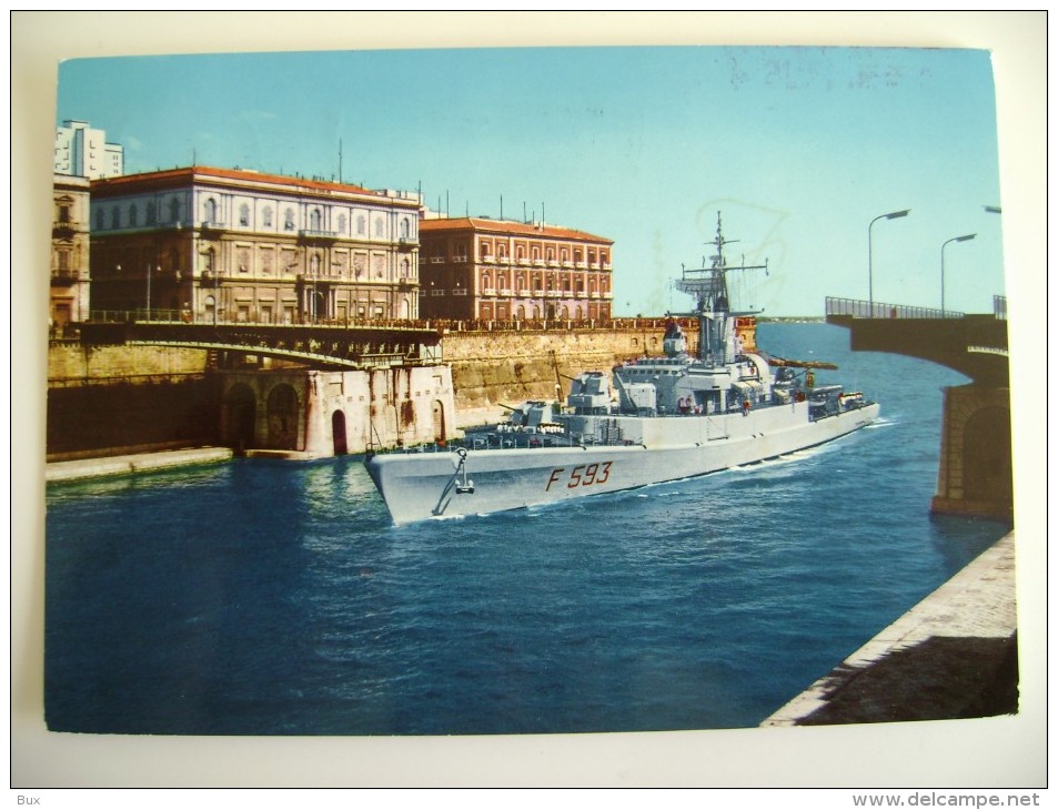 TARANTO   NAVE  BERGAMINI  SHIP   MARINA  MILITARE  WARSHIP  VIAGGIATA COME DA FOTO - Guerra