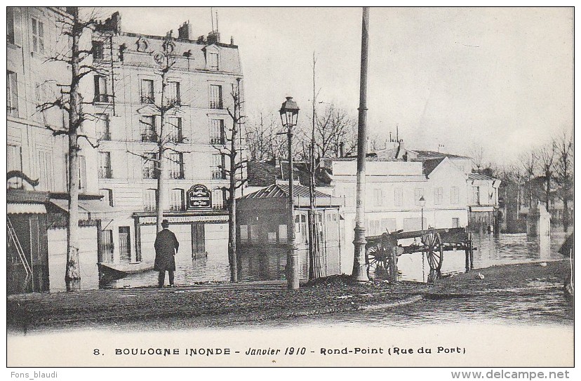 Boulogne Inondé - Janvier 1910 - Rond-Point (Rue Du Port) - FRANCO DE PORT - Boulogne Billancourt