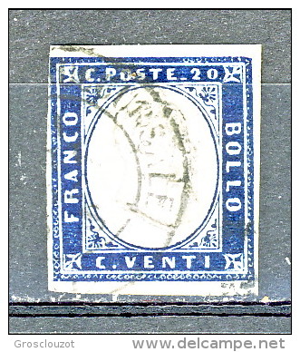 Sardegna, IV Em Sassone N. 15Ea (1862) C. 20 Indaco  (annullo Torino Succursale) Cat. € 70 - Sardegna