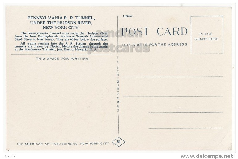 NYC New York City PENNSYLVANIA RAILROAD TUNNEL UNDER HUDSON RIVER ~c1910s Postcard ~STEAMSHIP - Ponts & Tunnels