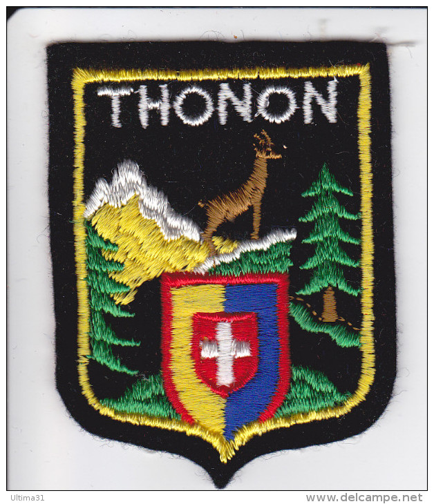 ECUSSON TISSU BRODE THONON 74 HAUTE SAVOIE ARMES BLASON HERALDIQUE - Blazoenen (textiel)