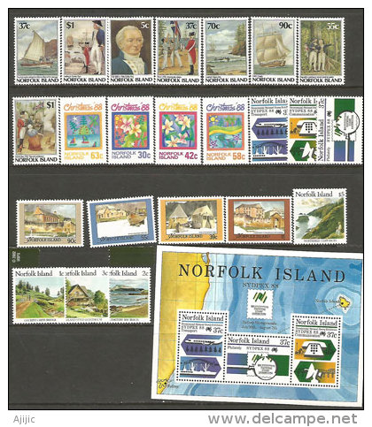 Année Complète 1988.   23 T-p Et 1 B-F Neufs **.. Côte  53 €.  (Séries Du Bicentenaire De La Colonisation De L'Île) - Norfolk Island